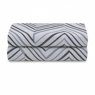 Imagem de Lençol De Cima Avulso Luar Estampado Casal 01 Peça Malha 100% Algodão - Cinza Geométrico