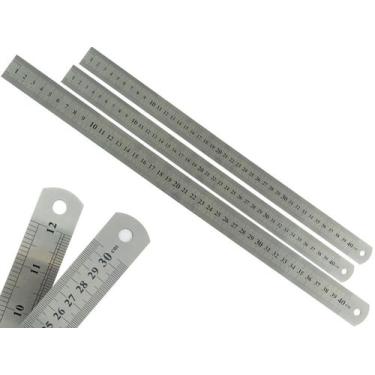 Imagem de Kit 3 Régua Metal Inoxidável Marcação De Baixo Relevo Uso Escolar Escr