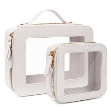 Imagem de Bolsa de maquiagem de viagem FFPaw Clear Case em couro impermeável