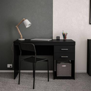 Imagem de Mesa de Escritório Malta 120cm 2 Gavetas Preto Politorno Móveis