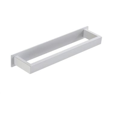 Imagem de Suporte de toalhas de aço inoxidável preto sem furos, prateleira de parede para chuveiro, cabide de toalhas de cozinha, suporte de toalhas de banheiro autoadesivo, branco, 40 cm