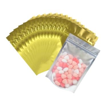 Imagem de Sacos Mylar de embalagem resselável de 15 x 10 cm com janela, sacos planos à prova de cheiro para armazenamento de alimentos, bolsa de alumínio selável à prova d'água para pequenas empresas, preto