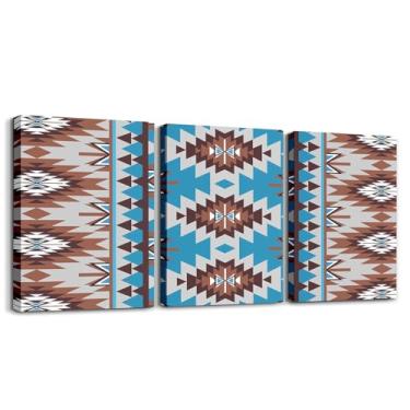 Imagem de jejeloiu Arte de parede em tela boho infantil para sala de estar quarto boêmio decoração de parede para banheiro asteca crianças meninos meninas arte pôsteres pintura tribal 30,5 x 40,6 cm x 3 peças