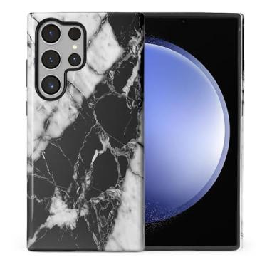 Imagem de WANKBLC Capa ultra brilhante compatível com Samsung Galaxy S24 para meninas e meninos, design de corpo inteiro, silicone macio, proteção contra arranhões, padrão maluco, mármore preto e branco