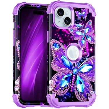 Imagem de Casetego Capa para iPhone 15 Plus, brilha no escuro, três camadas, resistente, à prova de choque, proteção total, policarbonato rígido + capa amortecedora de TPU macio para Apple iPhone 15 Plus de 6,7