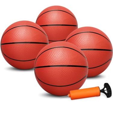 Imagem de Dilabnba Mini basquete de 20 cm para crianças e adultos, bola macia de substituição de borracha para cesta de basquete, bola inflável de piscina para bebês (marrom, 4 peças)