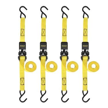 Imagem de STANLEY S9500 Correias de catraca preta/amarela 2,54 cm x 3 m – Transporte leve de carga (resistência à ruptura), pacote com 4