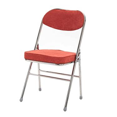 Imagem de NEWCES Cadeira dobrável cadeira dobrável estofada com tecido de veludo cotelê assento de jantar acolchoado para cozinha casa quarto escritório cadeira de evento de reunião forte e resistente (cor: Si, tamanho: B)