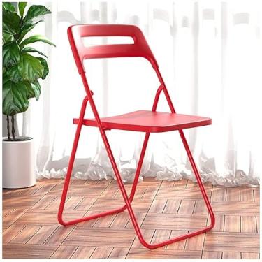 Imagem de NEWCES Cadeira dobrável portátil cadeira dobrável antiderrapante apoio para os pés cadeira de evento de plástico para jardim doméstico varanda café encosto assento de jantar forte e resistente (cor: K)
