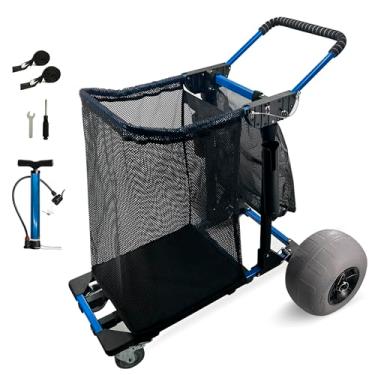 Imagem de REEYAK Carrinho de praia dobrável com rodas de balão de 30,5 cm para todos os terrenos de areia