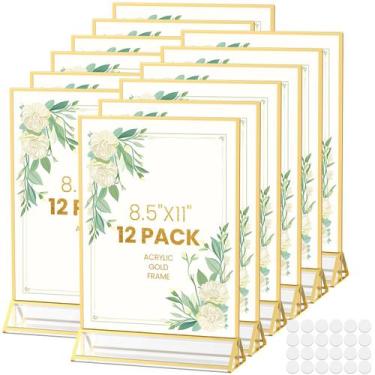 Imagem de Porta-retratos YOAEAILY, acrílico dourado de 8,5 x 11 polegadas, dupla