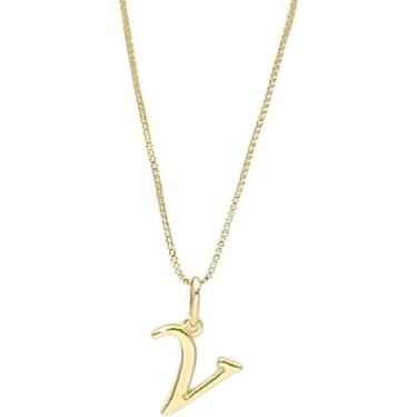 Imagem de Colar Feminino com Letra Inicial – Pingente Personalizado Elegante – Corrente Semi Joia Banhada a Ouro 18K – Presente Sofisticado para Mulher - Stella Vilela Semi Joias (V)