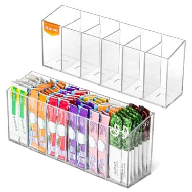 Imagem de AIEVE Pacote com 2 organizadores de bebidas, suporte de água com divisórias removíveis para organizadores e armazenamento de despensa, suporte de mistura de pó com sabor de água para organização de