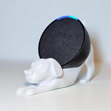 Imagem de Suporte Alexa Echo POP. Tema CACHORRO PREGUIÇA. Presente, decoração, som, stand de mesa Amazon, música, hobbie
