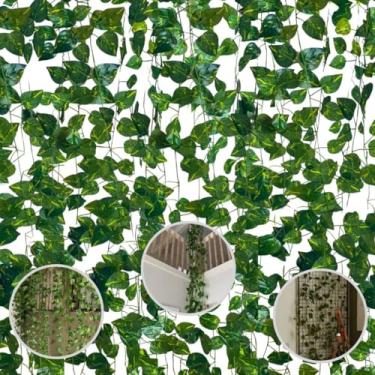 Imagem de Hera Artificial para Decoração - Tiras Longas em Seda Sintética para Ambientes Internos e Externos (JIBOIA,24 metros)