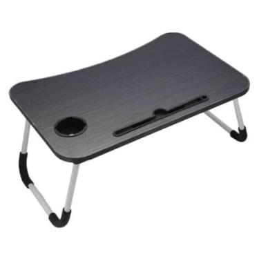Imagem de Mesa Dobrável De Madeira Portátil Para Estudo notebook Utilidades (Preto)