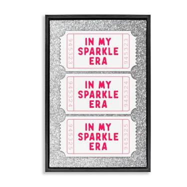 Imagem de Stupell Industries My Sparkle Era Ticket Stubs preto moldura flutuante arte de parede em tela, design por Lettered and Lined, 25 x 17