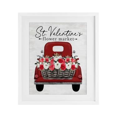 Imagem de Stupell Industries Impressão emoldurada branca sob o vidro do caminhão do mercado de flores de São Valentim, design por Lettered and Lined, 16 x 13