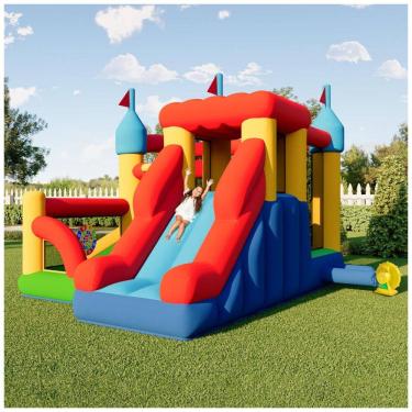 Imagem de Parque Aquático Inflável Albott com Tobogã - Diversão Infinita para Crianças - Casa de Salto Inflável com Tecido Oxford Durável