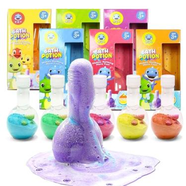 Imagem de SWCANDY Brinquedos de banho para crianças, pacote com 6 bombas de banho divertidas, espuma de bolhas coloridas para meninos e meninas, com sabão científico para ambientes internos e externos, mágico