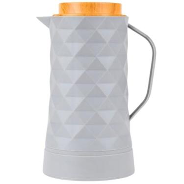 Imagem de Garrafa Térmica Cinza 1 Litro com Tampa Efeito Bambu, ideal para café e chás. (1)