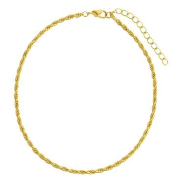Imagem de AURUM SEMIJOIAS Colar Cordão Choker Baiano Torcido Trançado Dourado Folheado a Ouro com 35cm mais 5cm de Extensor, Semijoias Finas, Moda Feminina, Para Mulheres Elegantes e de Bom Gosto, Casual, Formal, Festas, Presente, Aniversário, Mães, Namorada, Esposa.