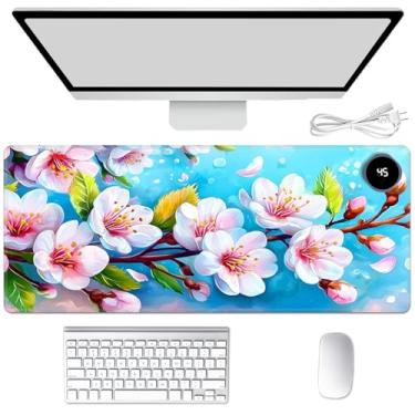 Imagem de Tapete de mouse aquecido para aquecer as mãos, tapete de mesa quente para mousepad tapete de mesa com aquecimento de 3 níveis e desligamento automático 80 x 33 cm tapete de teclado aquecedor de couro
