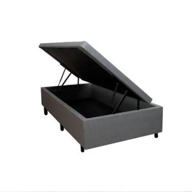 Imagem de Base Cama Box Bau Solteiro Cinza Suede Premium 47x88x188 - Santo Box F