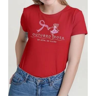 Imagem de Camiseta Camisa Feminina Masculina Algodão Campanha Outubro Rosa Preve