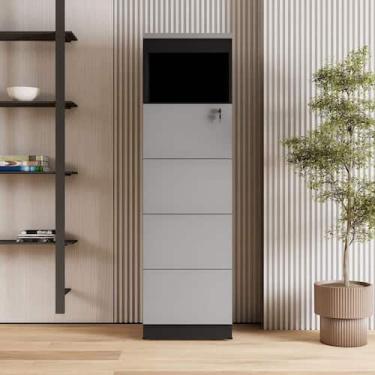 Imagem de Armário de Escritório 160cm Arquivo 4 Gavetas Puxador Cava Corporate -