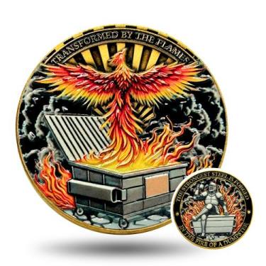 Imagem de Lixeira de moedas Challenge Fire Phoenix & Knight Design - Marca Própr