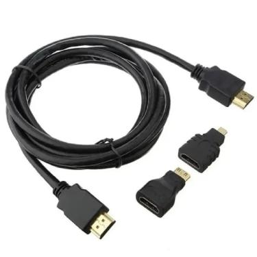 Imagem de Kit HDMI 1080p 3x1 com 2 Adaptadores Pontas Micro e Mini HDMI - 1.8 Mts