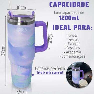 Imagem de Garrafa Térmica 1200ml Inox Estilo Aquarela Degradê Tampa Transparente
