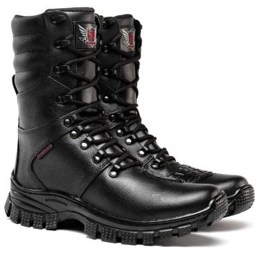 Imagem de Bota Masculina Couro Cano Médio Cadarço Zíper Tratorada Conforto-Masculino