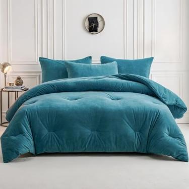 Imagem de Hailyuwl Jogo de cama com edredom (azul-petróleo, solteiro)