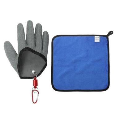 Imagem de Luvas de pesca com liga magnética de liberação de toalha pescador profissional para pesca luva antiderrapante resistente a perfurações para lidar com limpeza, cinza (direita)