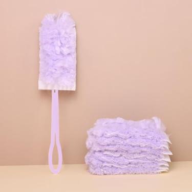 Imagem de 10 pçs refil de espanador, escova de remoção de poeira estática resistente espanadores descartáveis para limpeza de persianas de móveis, ferramentas de escova de limpeza, roxo