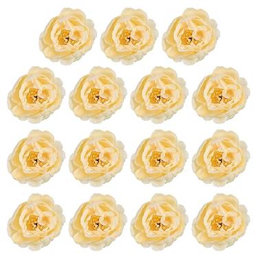 Imagem de Cabeça de flor artificial, 15 peças de flores falsas cabeças de peônia de seda a granel simulação de flores para buquês, grinaldas, decoração de casamento, champanhe