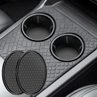 Imagem de Porta-copos de carro para porta-copos de carro, pacote com 2 porta-copos de silicone, acessórios interiores automotivos antiderrapantes universais de 7 cm, à prova d'água e à prova de poeira com