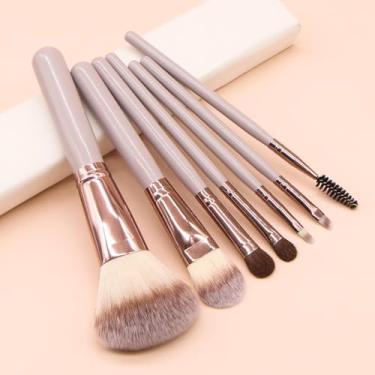 Imagem de Conjunto de 7 pincéis de maquiagem para viagem, pincéis de maquiagem premium, cerdas sintéticas, base, corretivo, sombra, pincel de maquiagem para iniciantes