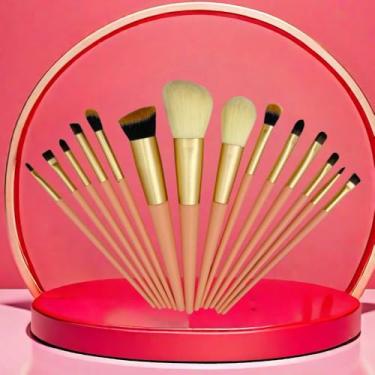 Imagem de Conjunto de pincéis de maquiagem profissional de 14 peças | Cerdas macias para pó, blush, base, sombra, corretivo e sobrancelhas, kit completo de pincéis cosméticos 12