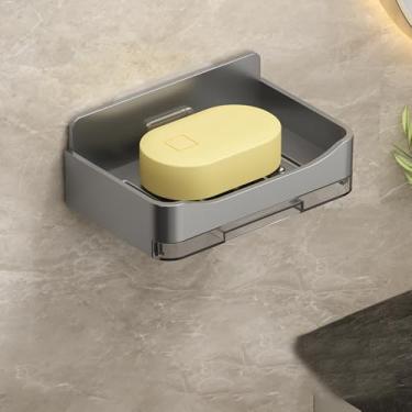 Imagem de Saboneteira de banheiro com perfuração, suporte de esponja montada na parede, acessórios organizadores, cinza