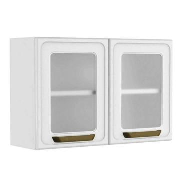 Imagem de Armário De Cozinha Modulado Bella C- 2 Portas C- Vidro 80cm Branco - Bertolini