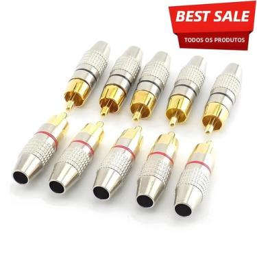 Imagem de Adaptador De Plugue RCA Macho Banho De Ouro Para Áudio Vídeo Câmera CC