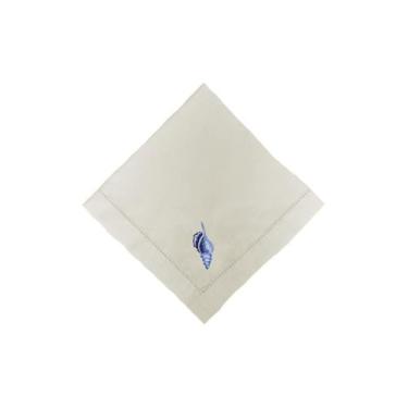 Imagem de Guardanapo Algodão Com Ajour Cru Concha Azul - Decortextil