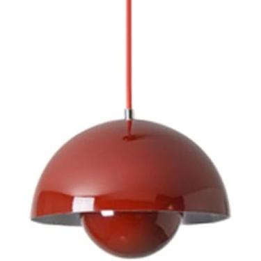Imagem de Lâmpada Suspensa De Botão De Flor Macaron Estilo Nórdico Abajur Pendente De Teto De Cozinha Moderna Nórdica Luz De Metal De Alumínio Estilo Industrial Luz Suspensa Par, Red