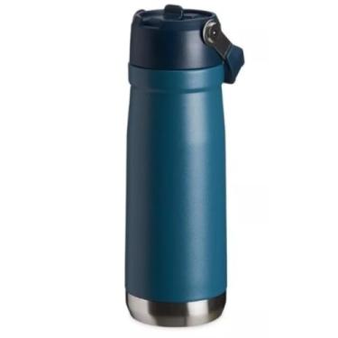 Imagem de Garrafa Térmica 650 ml Aço Inox - Canudo Flip e Alça Ergonômica - Parede Dupla, Isolamento a Vácuo e Antivazamento (VERDE)