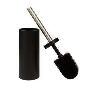 Imagem de Kit 2 Escovas Sanitárias Inox Preto/Branco Banheiro Com Suporte Limpeza Higienização (1,Escova Preta)