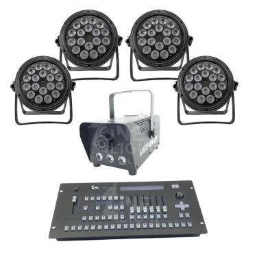 Imagem de Kit 4 Par Led 18X12W + Máquina De Fumaça 600W + Mesa Pilot