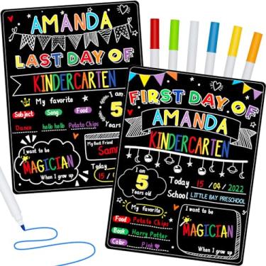 Imagem de Quadro do primeiro dia escolar, primeiro e último dia de aula, quadro-negro, suporte fotográfico de volta para assinar para crianças 38 x 28 cm